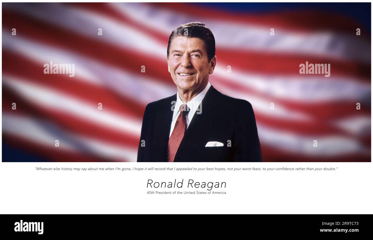 Portrait of Ronald Reagan, 40th President  of United States of America Stock Photo