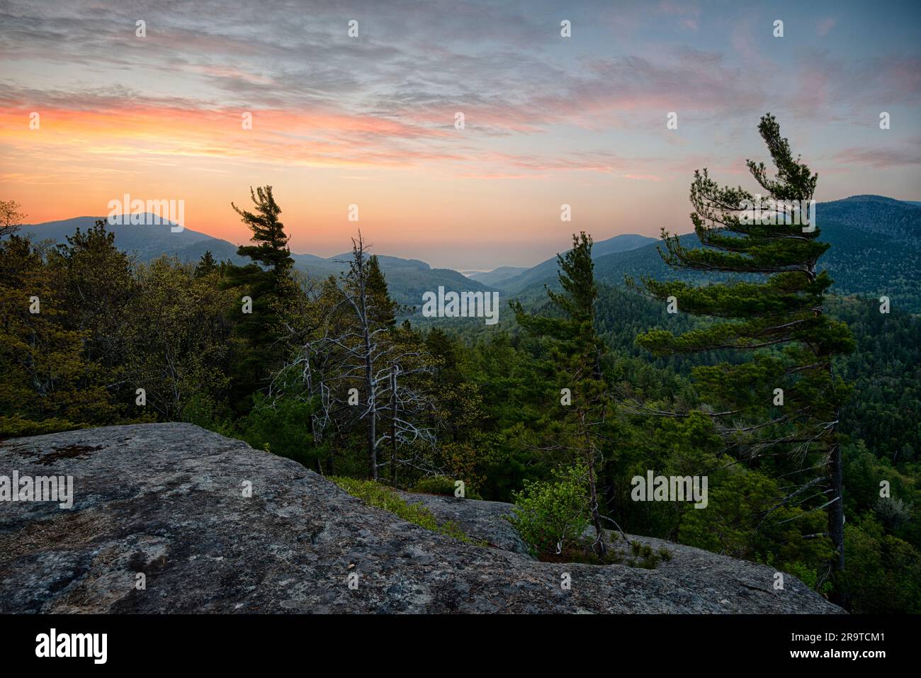 Sunrise From Baxter Mountain in Adirondack Mountains, New York, USA Stock Photo