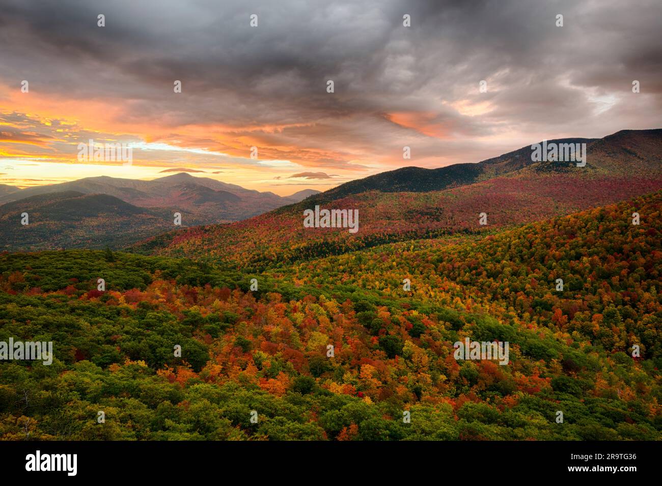 Landscape from Owls Head in autumn, Adirondack Mountains, New York, USA Stock Photo