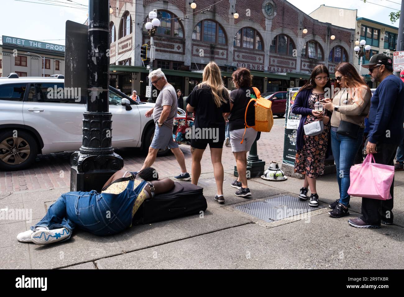 Seattle, USA. 22 Jun, 2023. Busy Pike Place Market on a sunny day with ...