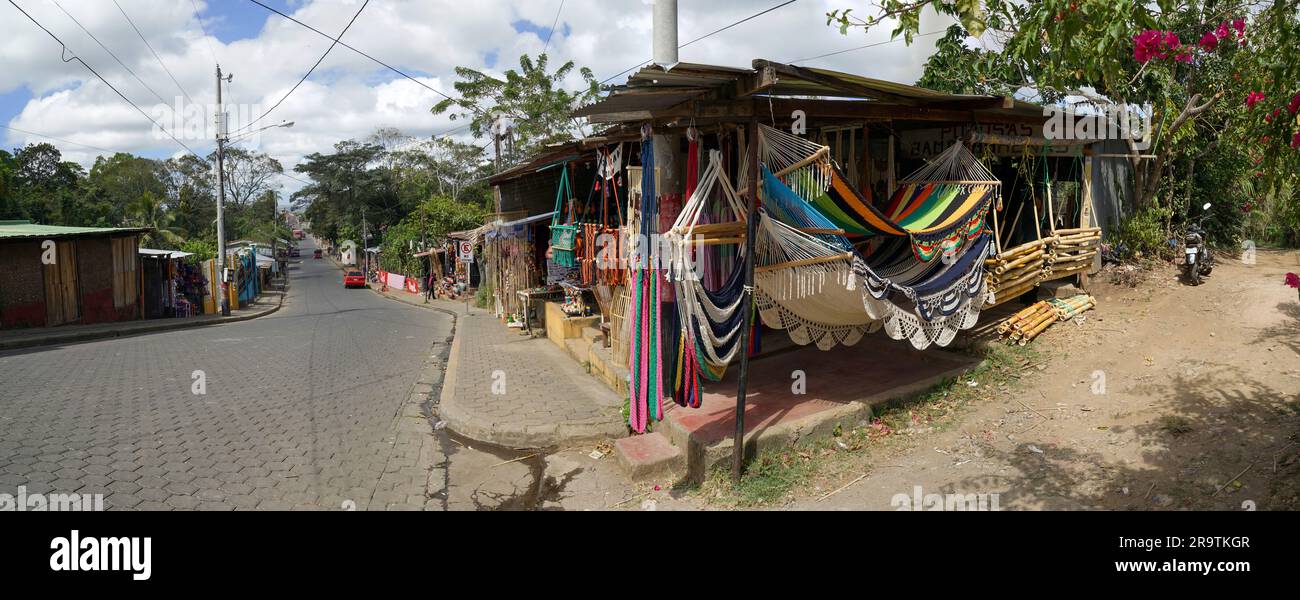 Market stall with hammocks in village of Catarina, Nicaragua Stock Photo