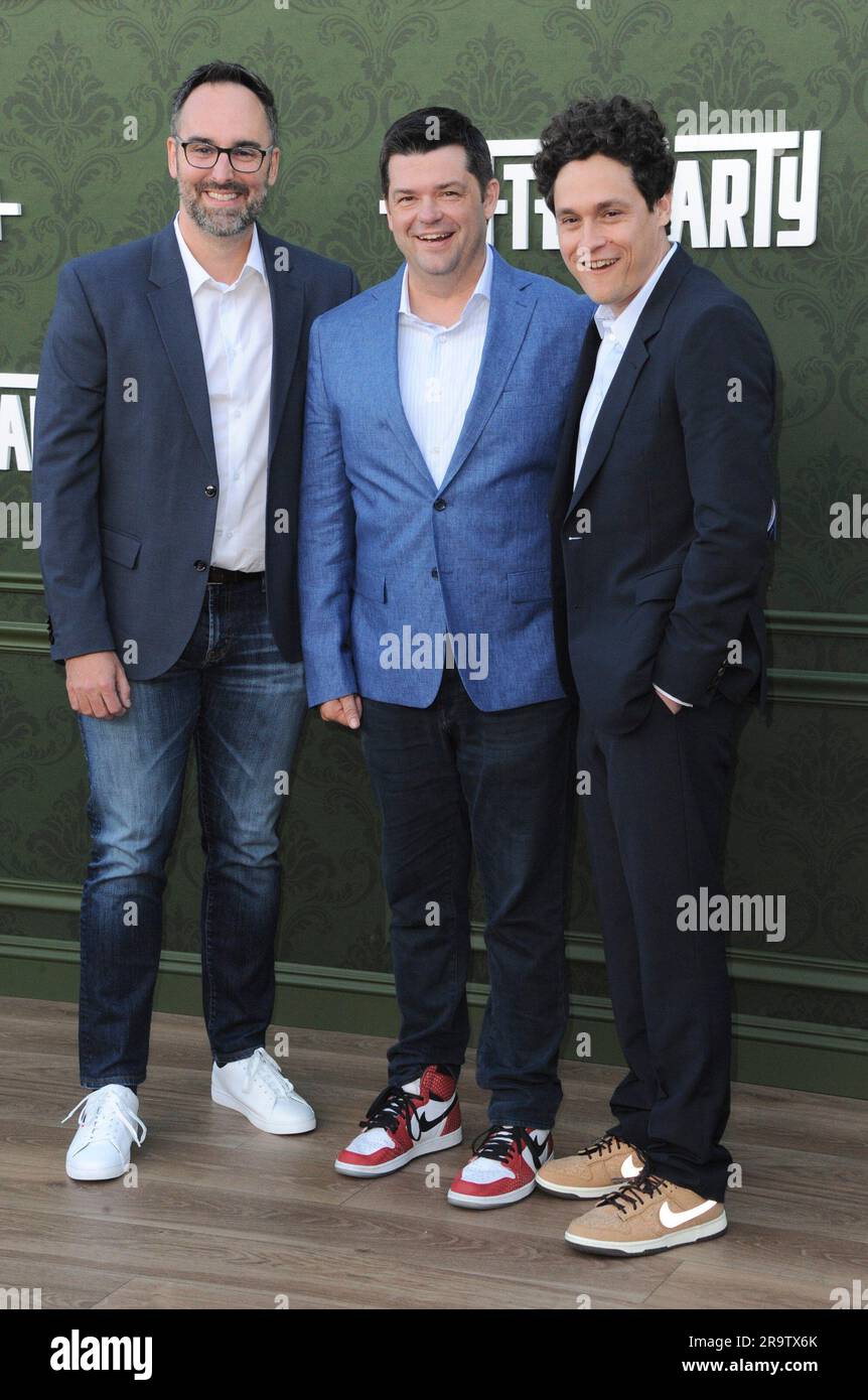 Los Angeles, CA. 28th June, 2023. Chris Miller, Phil Lord, Anthony King at arrivals for THE AFTERPARTY Season 2 Premiere, Bruin Theater, Los Angeles, CA June 28, 2023. Credit: Elizabeth Goodenough/Everett Collection/Alamy Live News Stock Photo