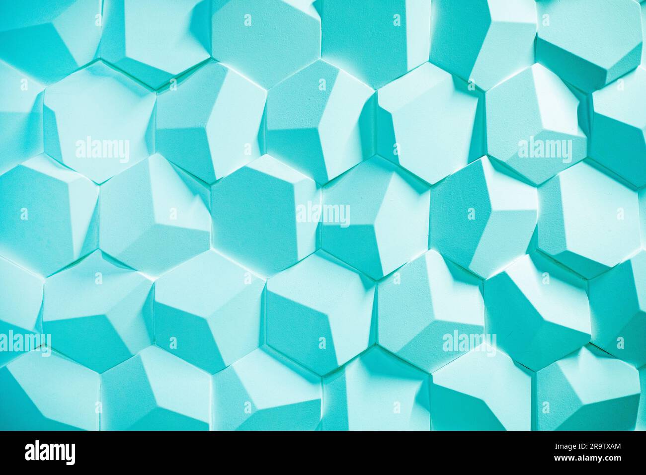 blue modern abstract embossed background of hexagons Stock Photo