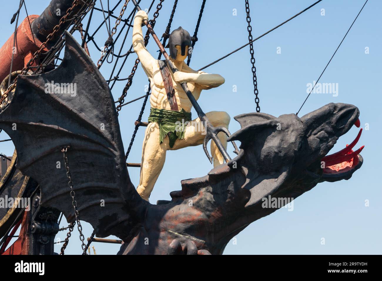 Bowsprit detail of the 17th Century galleon Dragon pirate ship tourist ...