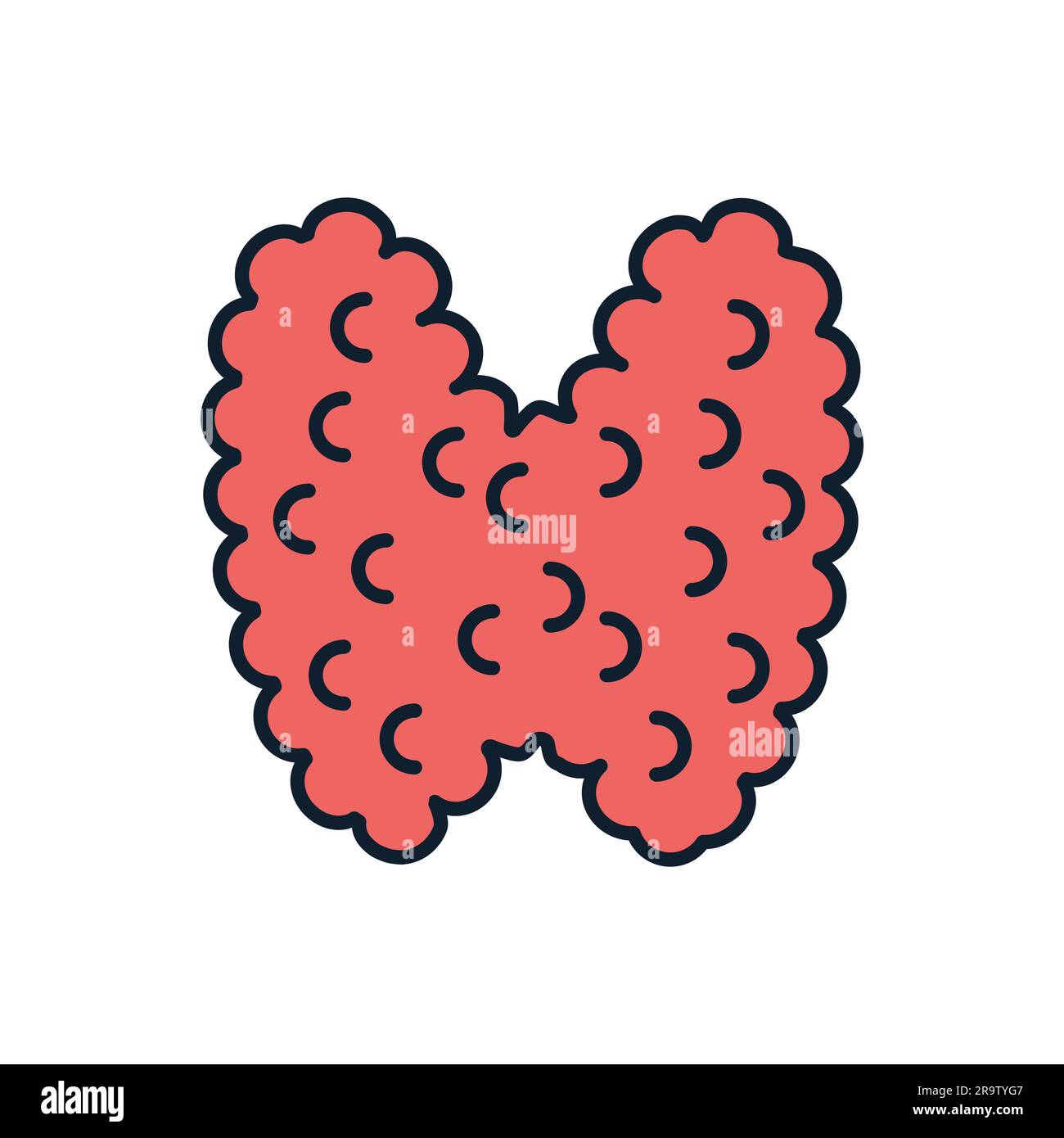 Thyroid Related Vector Line Icon. Isolated on White Background. Editable Stroke Stock Vector