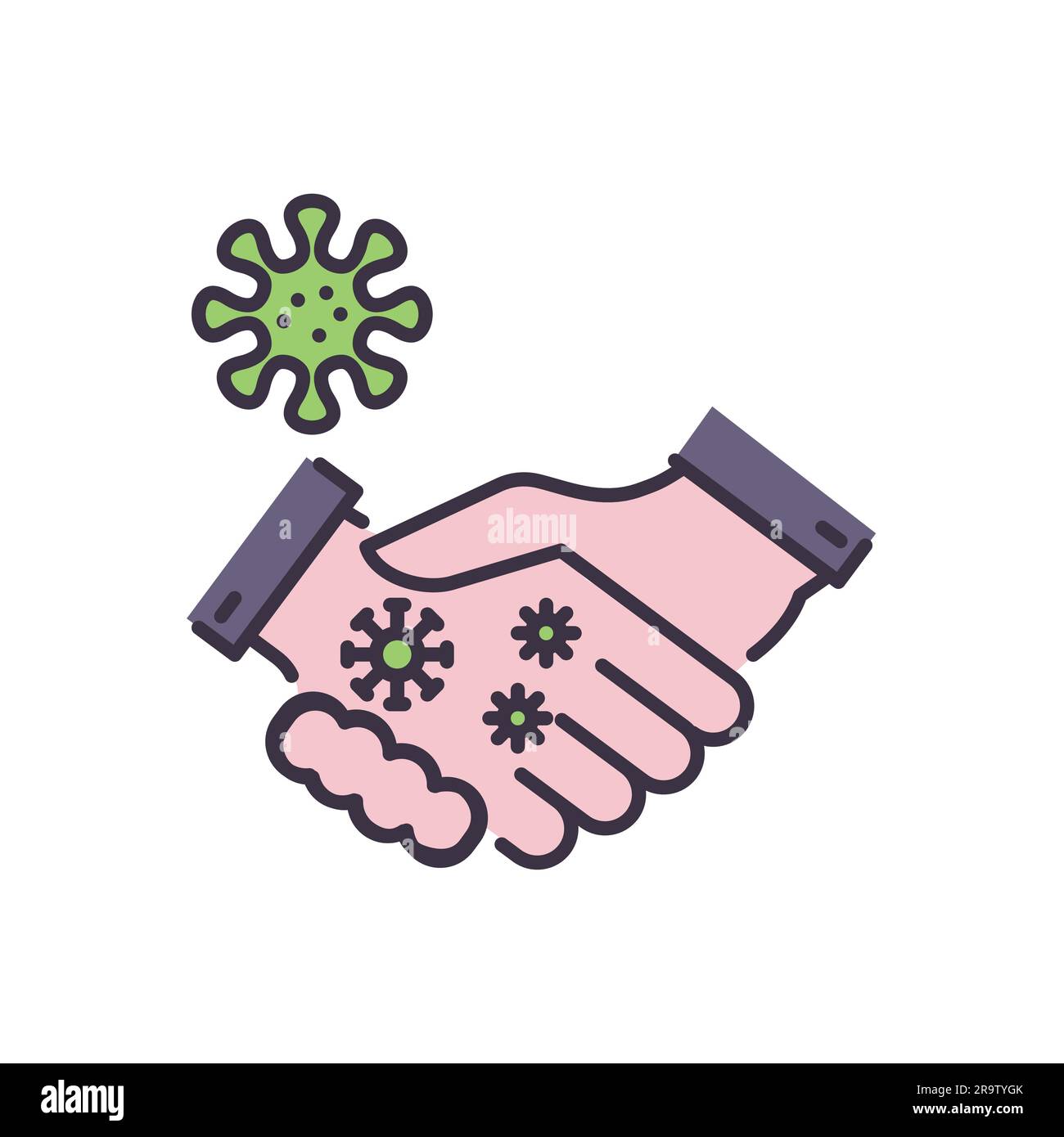 Handshake virus transmission related vector icon. Handshake and viruses ...