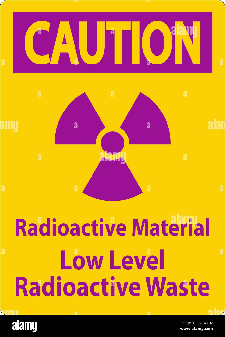 Caution Sign Radioactive Materials, Low Level Radioactive Waste Stock
