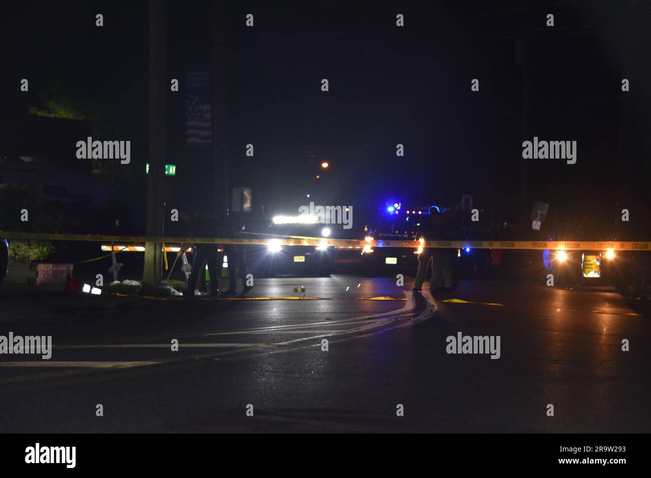 Hawthorne, United States. 28th June, 2023. Police vehicles and heavy rescue vehicles at the