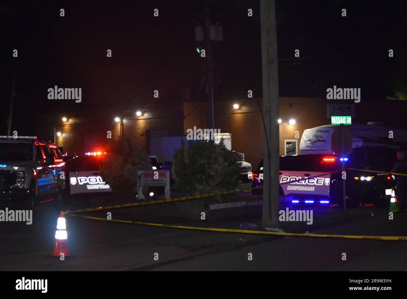 Hawthorne, United States. 28th June, 2023. Police vehicles and heavy rescue vehicles at the