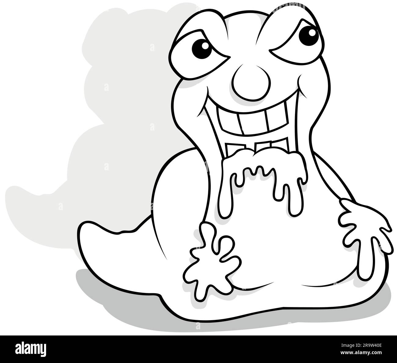 Drawing of a Funny Garbage Monster with Slime Stock Vector