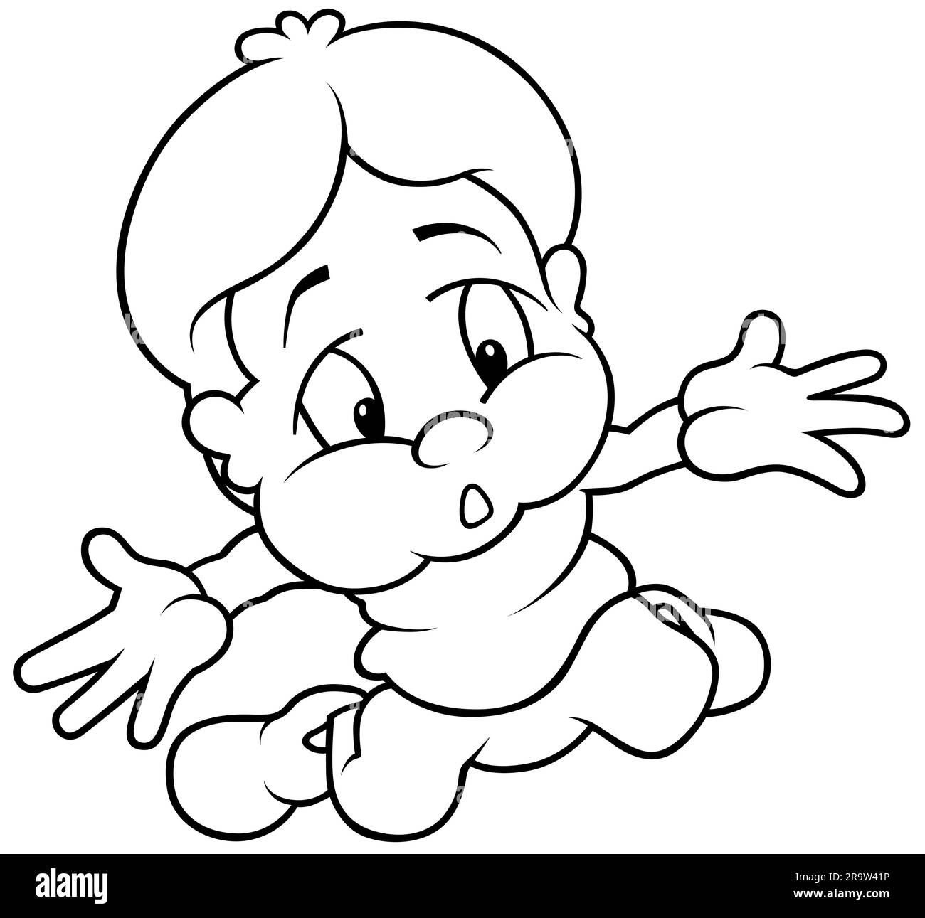 Drawing of a Kneeling Little Boy Stock Vector Image & Art Alamy