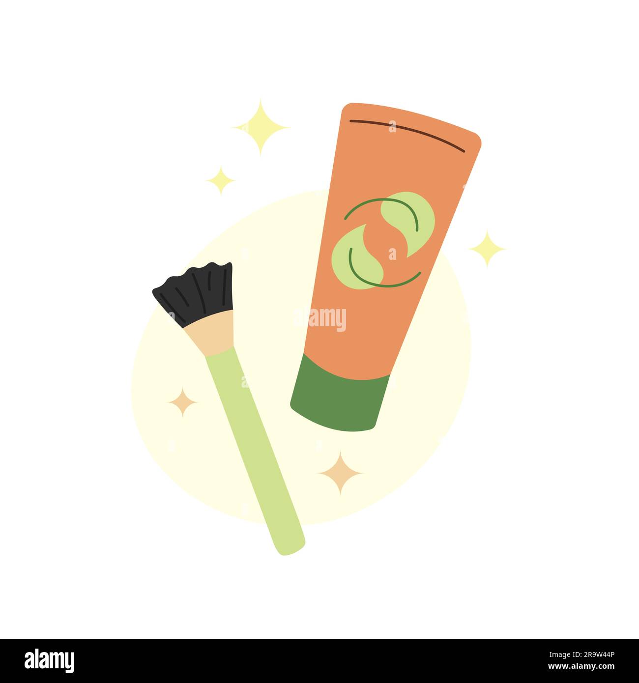 Natural skin care product. Face mask in tube and brush for applying
