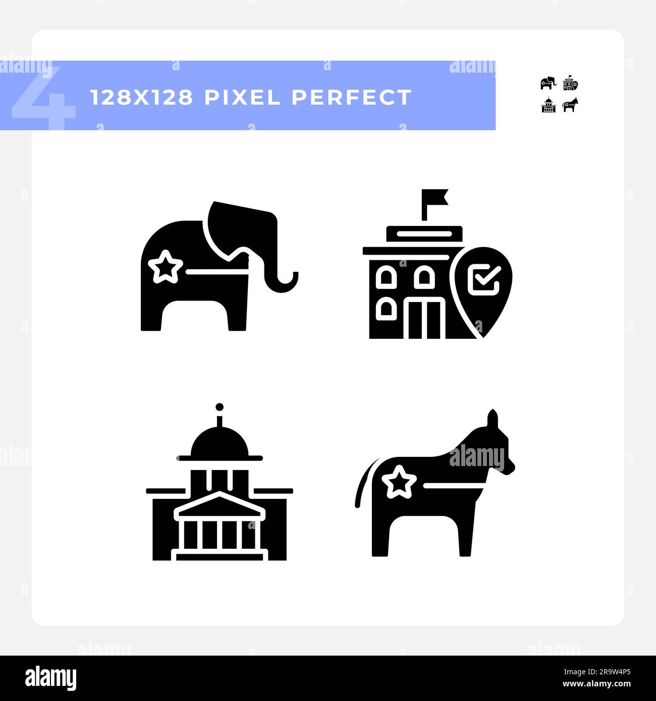 2D pixel perfect set of voting glyph style icons Stock Vector Image ...