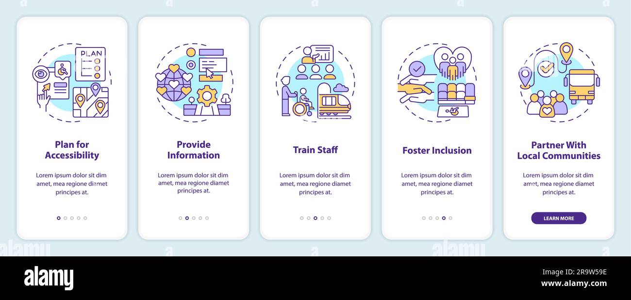 Inclusive travel experience onboarding mobile app screen Stock Vector ...