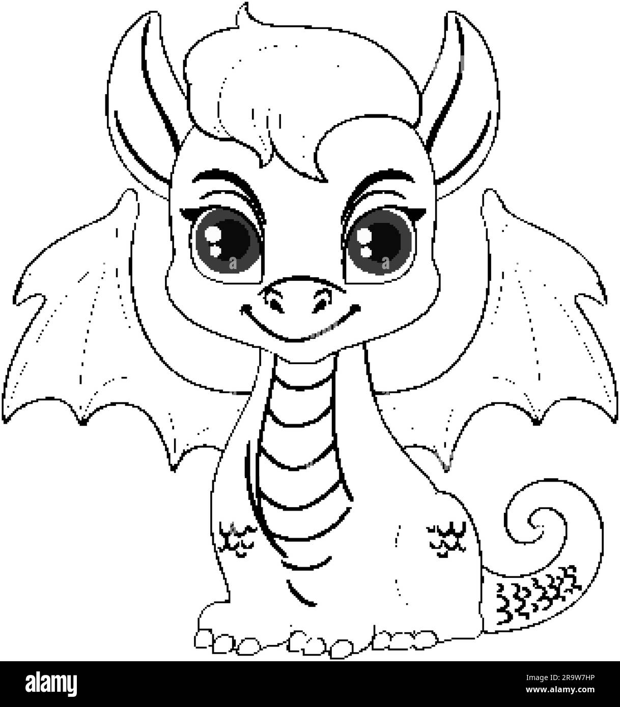 Coloring Page Outline of Cute Dragon illustration Stock Vector Image ...