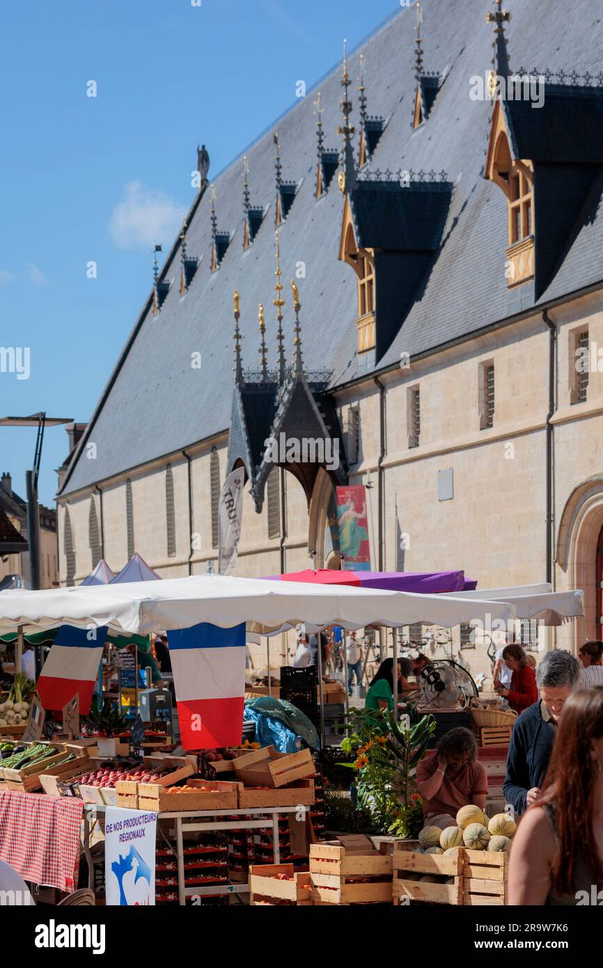 Local food market Beaune Cote-d-Or France Stock Photo