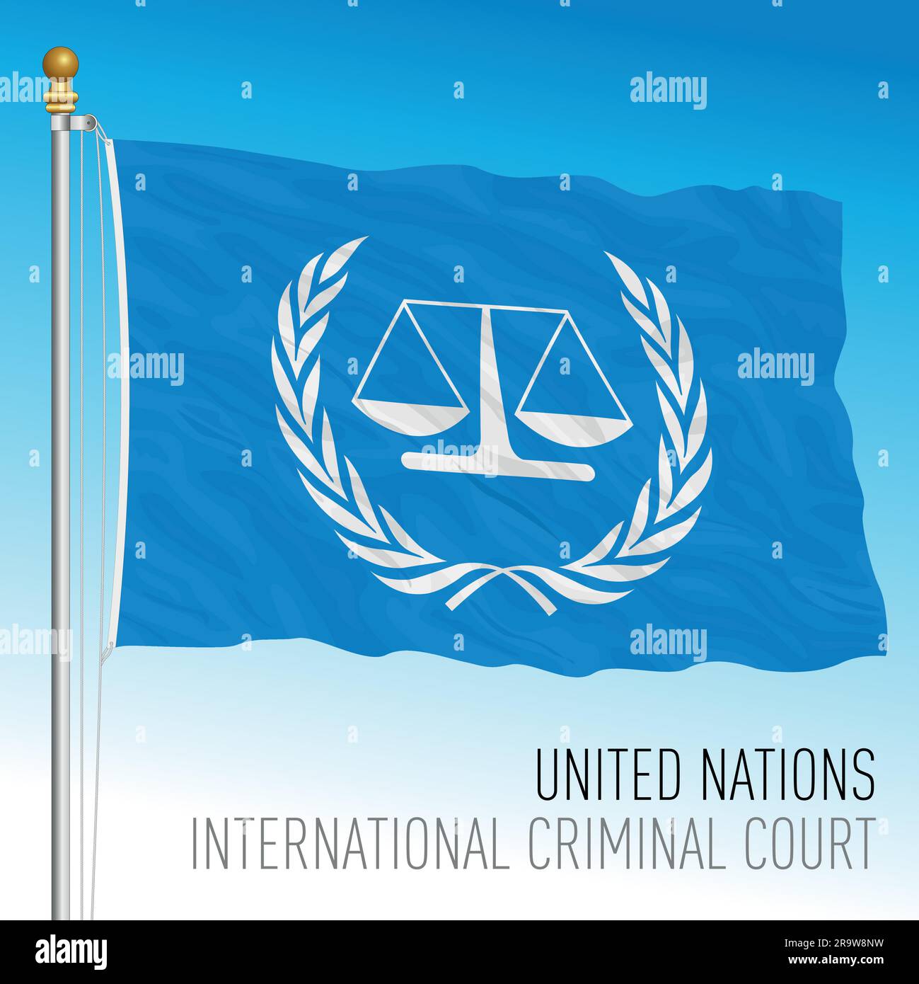 International Criminal Court flag, United Nations organisation, vector illustration Stock Vector