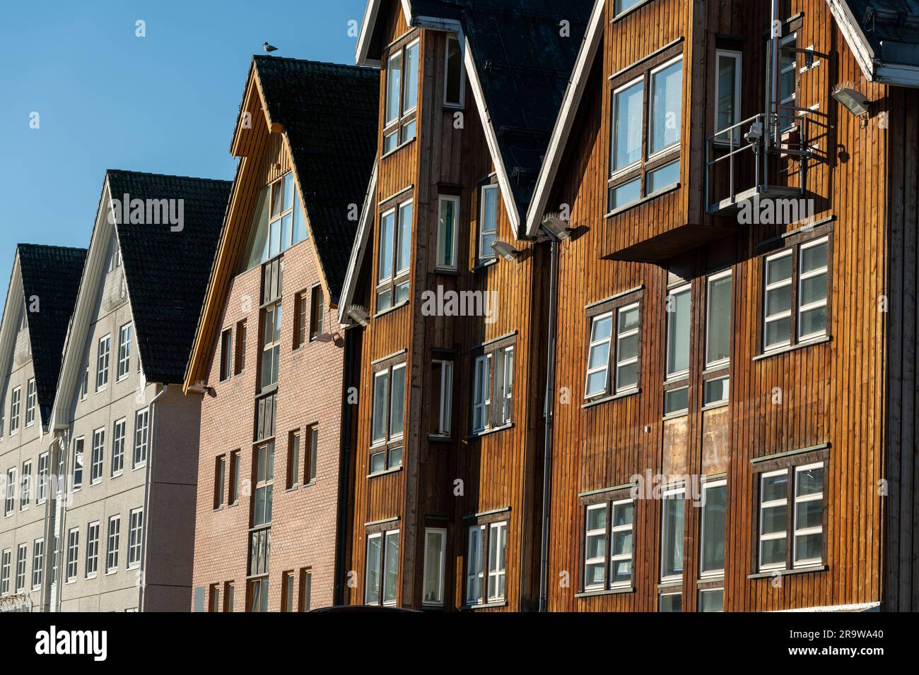 Tromso harbor houses - stock photo Stock Photo - Alamy