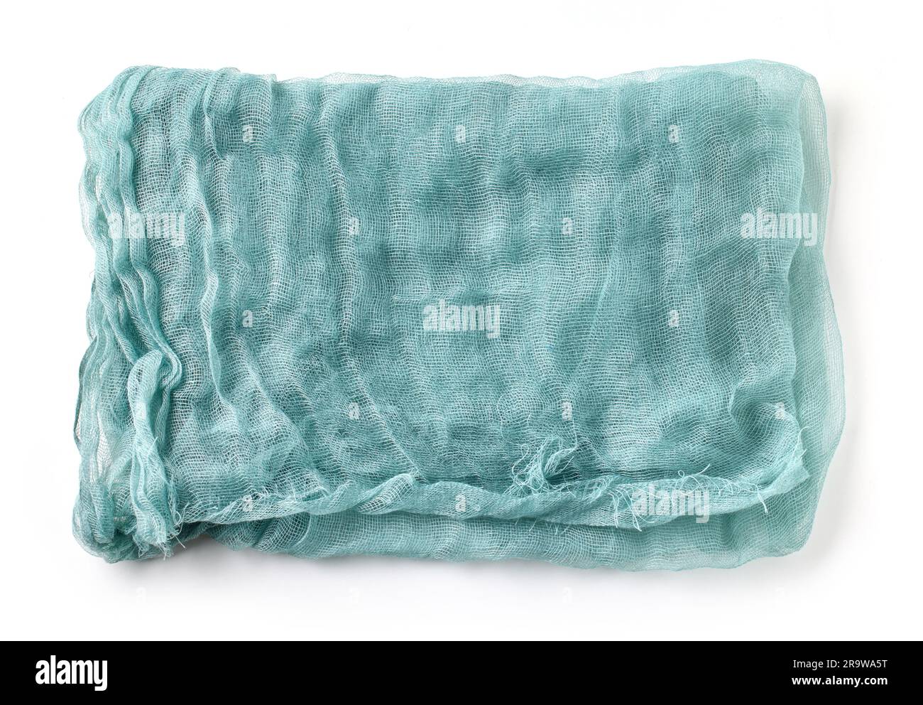 folded blue cotton napkin isolated on white background, top view Stock Photo
