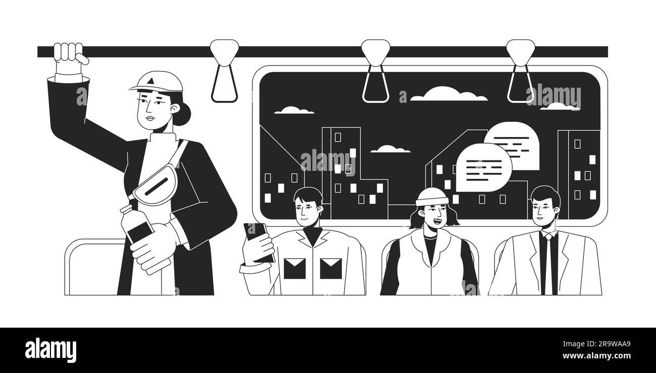 Subway bw concept vector spot illustration Stock Vector