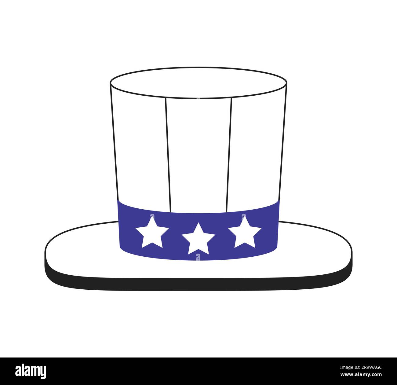 4th of july hat monochrome flat vector object Stock Vector
