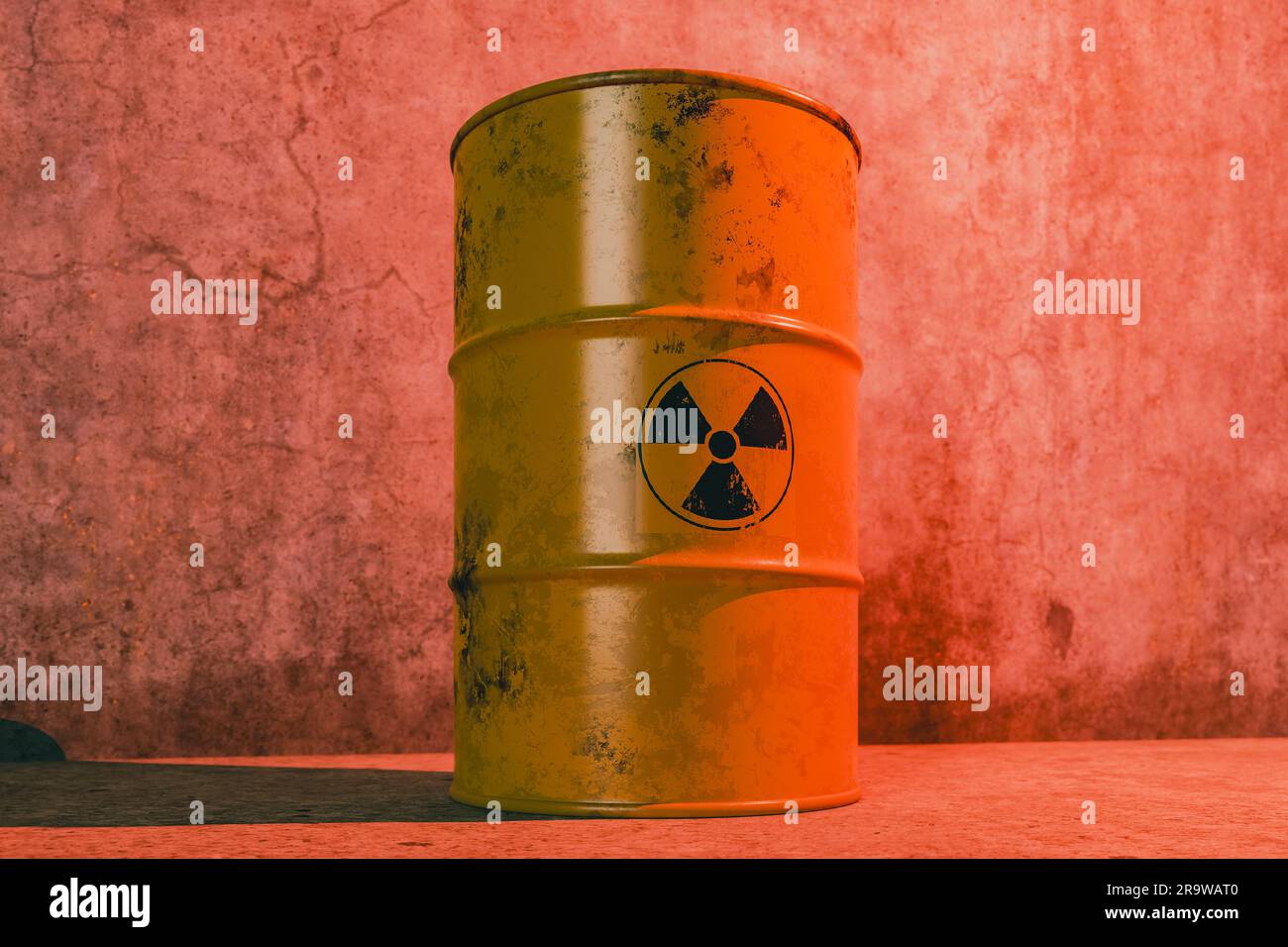 Nuclear waste barrel concept background image, 3d rendering Stock Photo