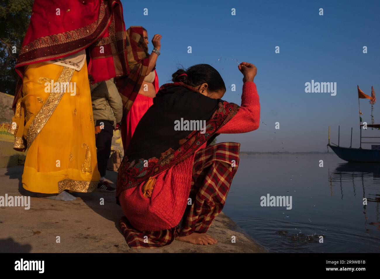 A group of Hindu pilgrims in Mathura, India Stock Photo