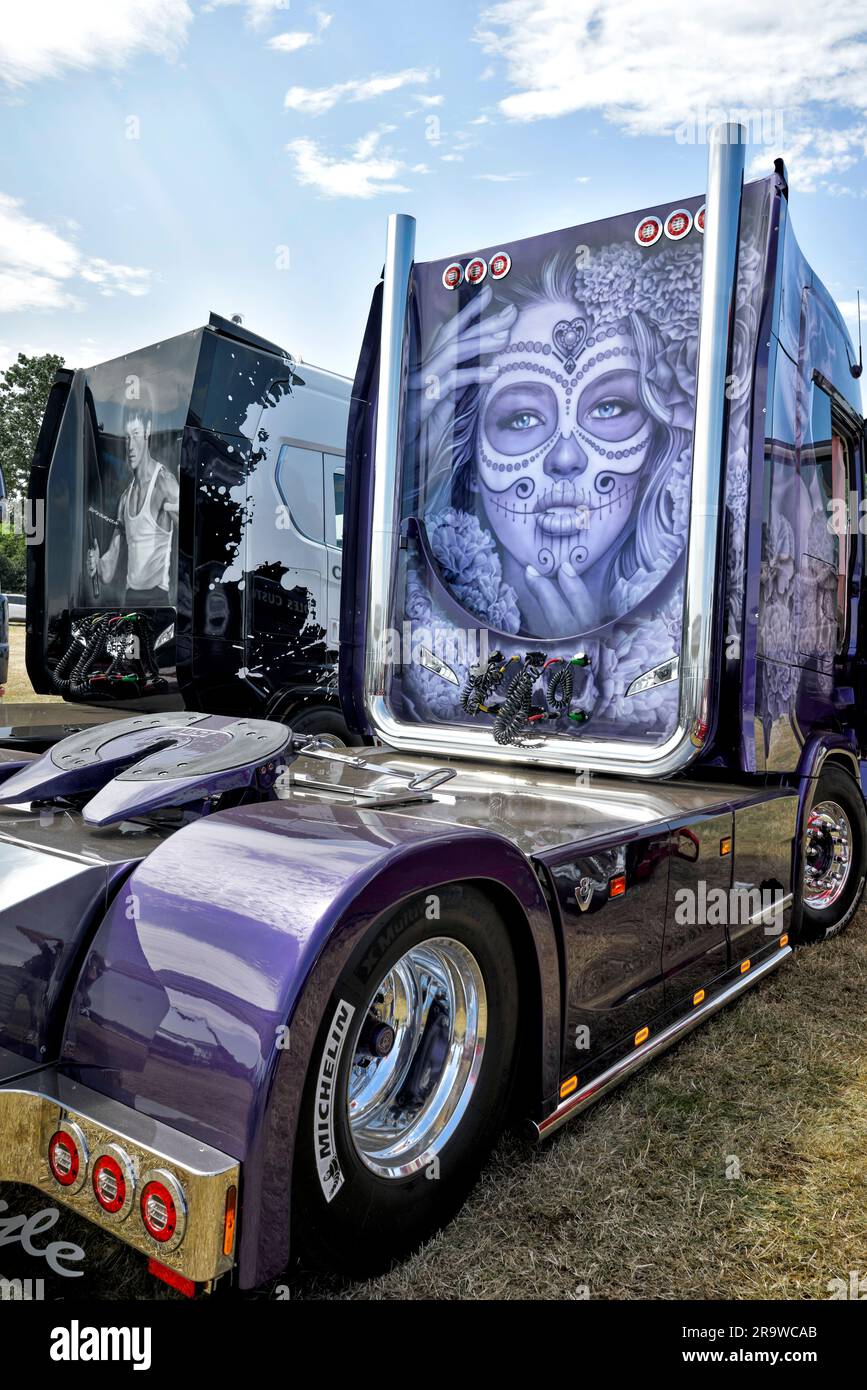 HGV painting. Haulage tractor cab paintings and art work Stock Photo