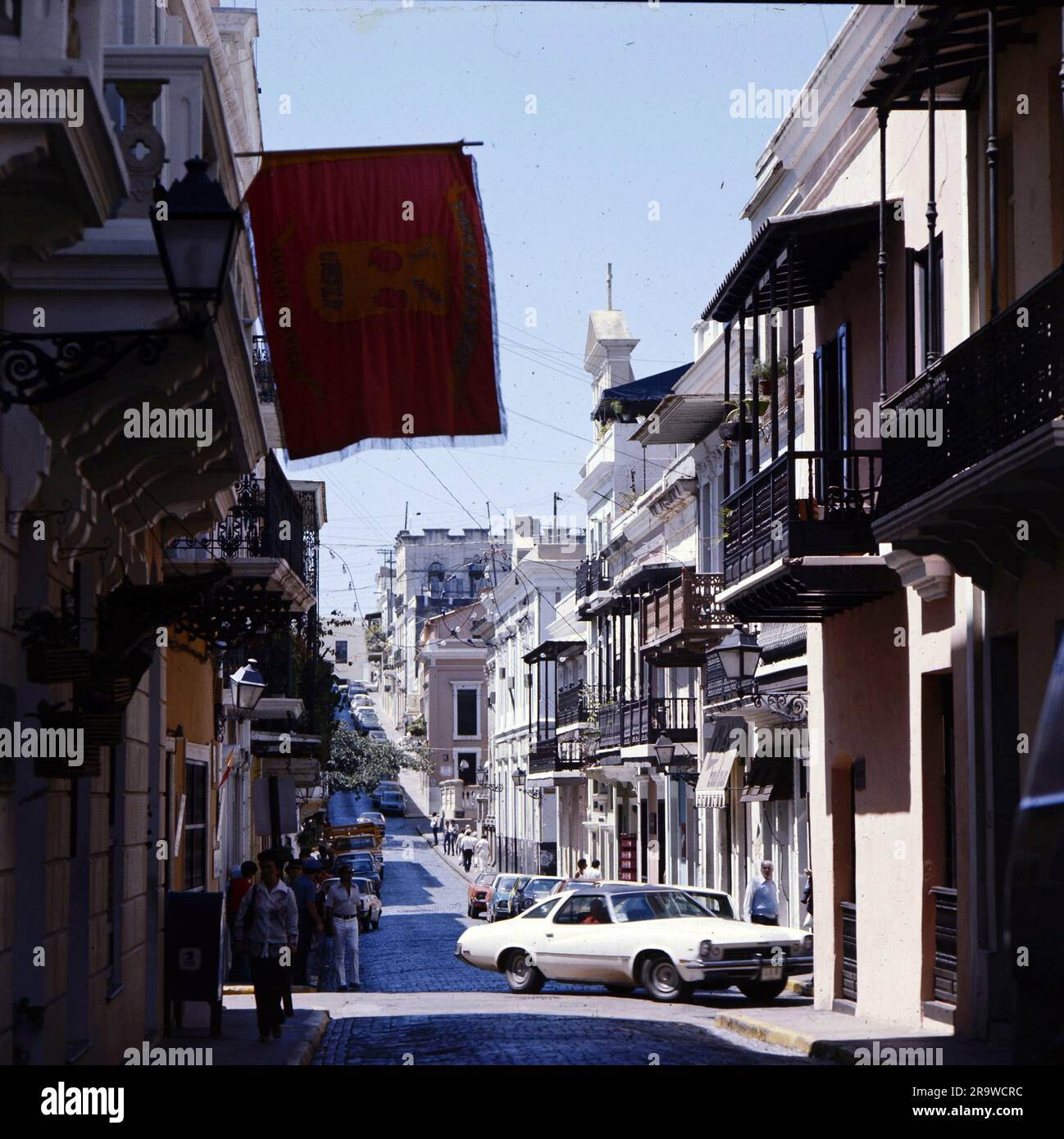geography / travel, Puerto Rico,San Juan, street scene, street with Colonial style houses, 1970s, ADDITIONAL-RIGHTS-CLEARANCE-INFO-NOT-AVAILABLE Stock Photo