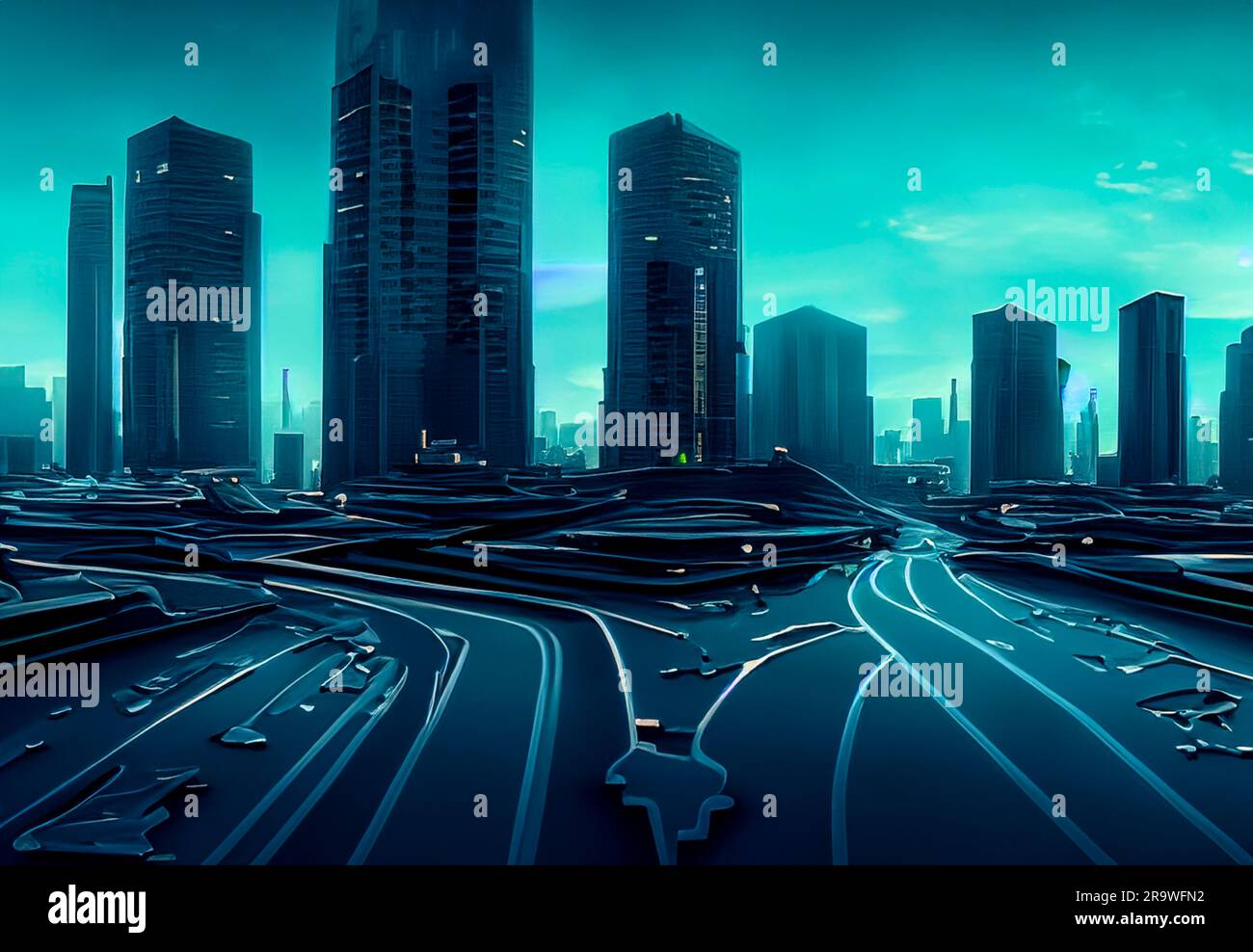 Macbook wallpaper, high resolution, 3d render, 4k, future japan cyberpunk  city, lights, traffic