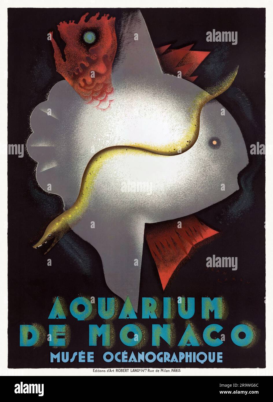 Aquarium de Monaco. Musée Océanographique by Jean Carlu (1900-1997). Poster published in 1926 in France. Stock Photo