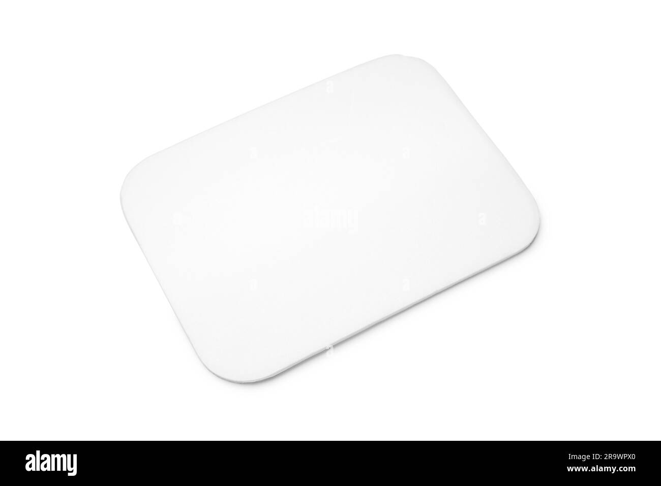 Single flat white foam tray isolated on white background Stock Photo