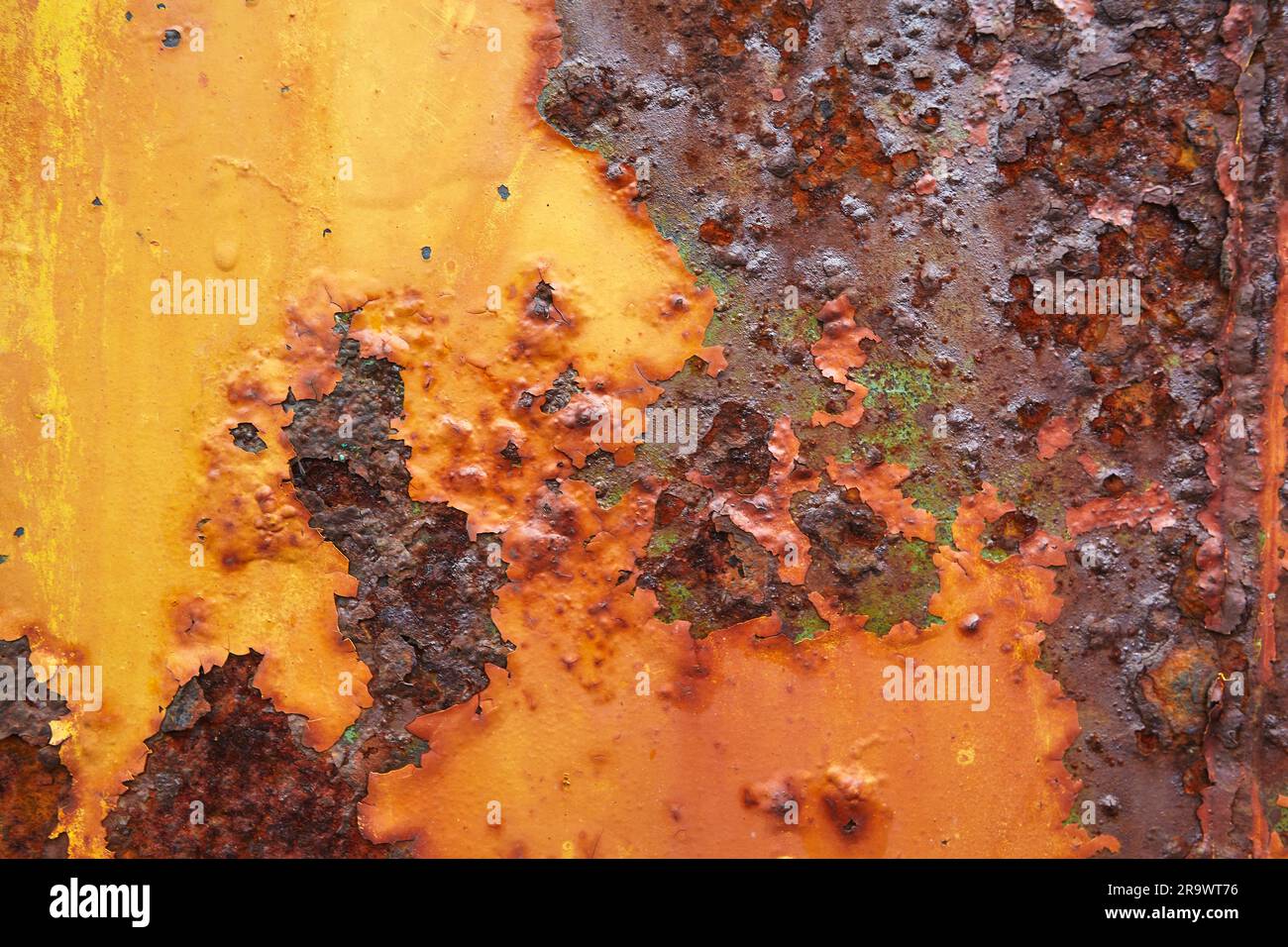 An abstract pattern created on rusting harbourside machinery, beside the harbour at Arnastapi, Snaefellsines, west Iceland. Stock Photo