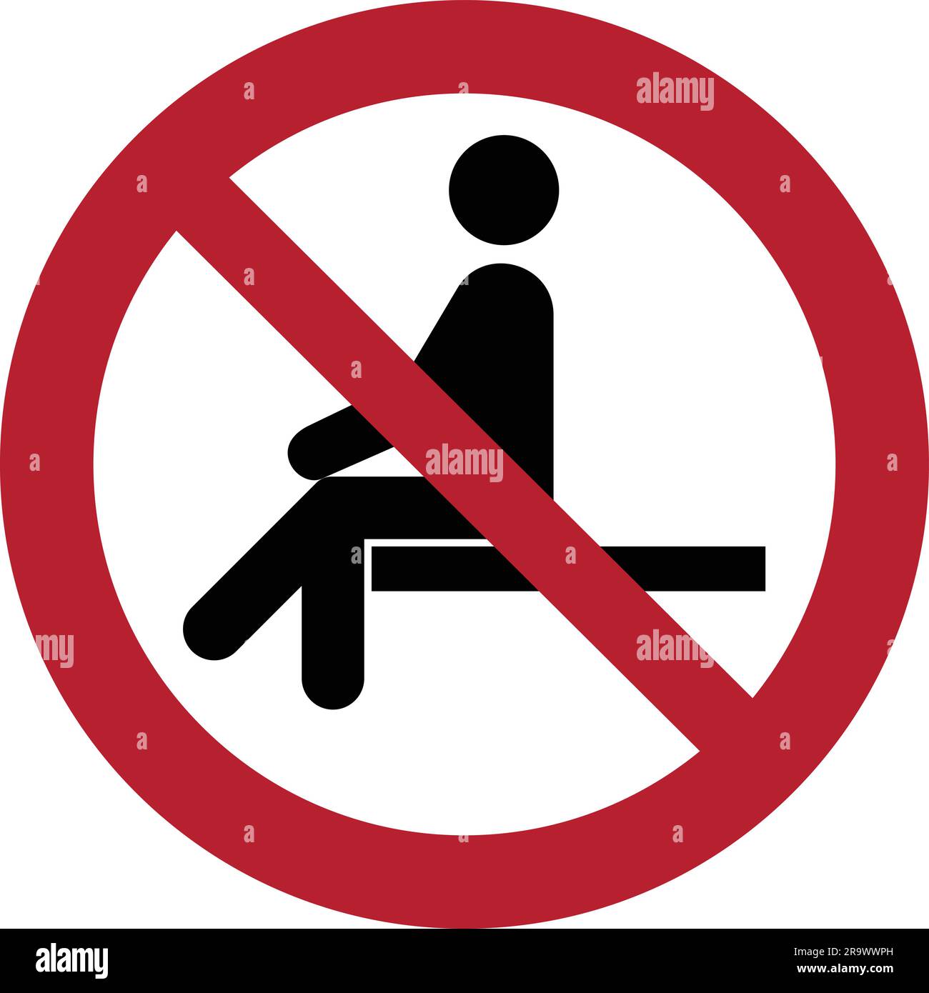 ISO 7010 P018 No sitting. No sitting. Do not sit on surface