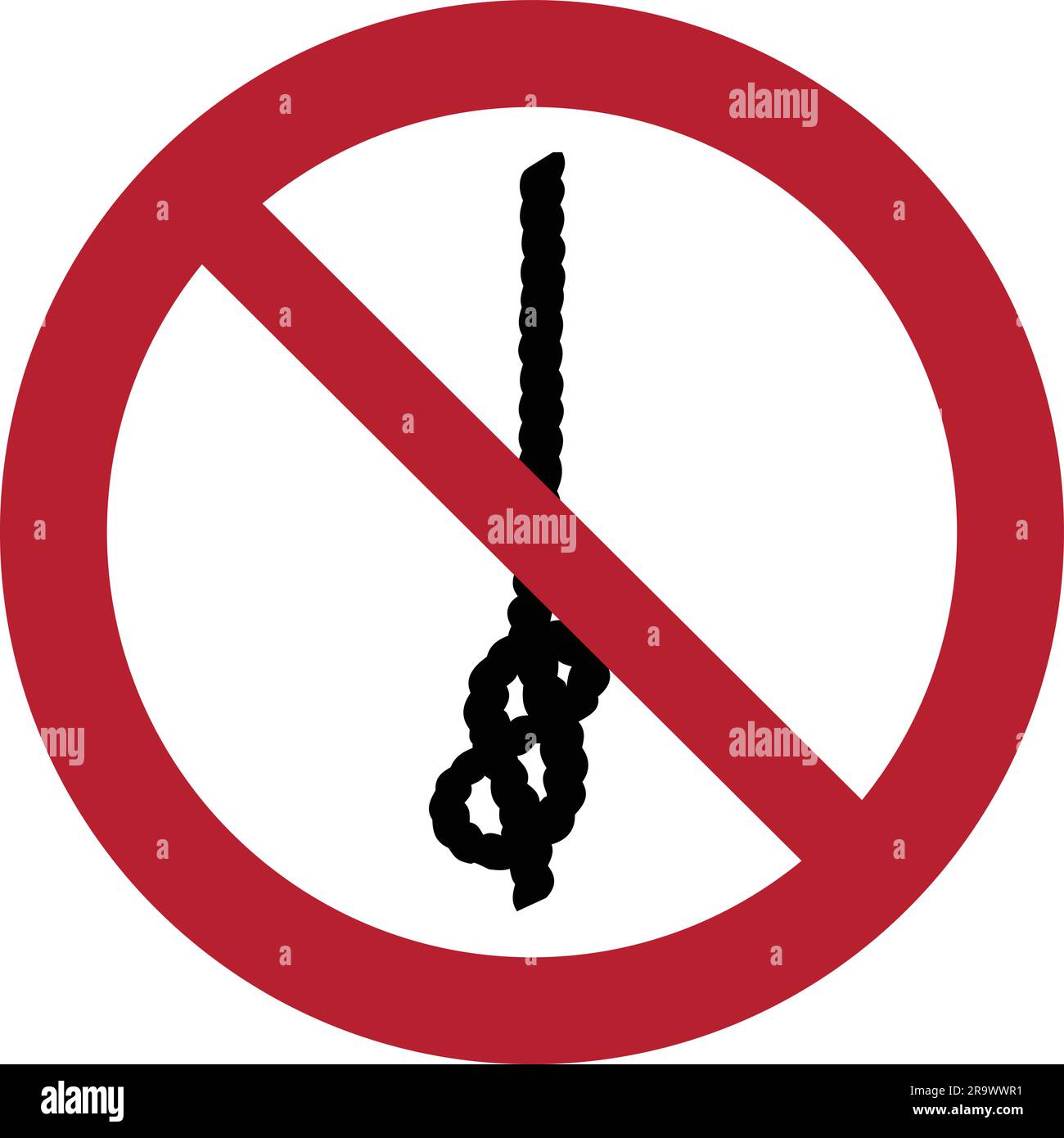 ISO 7010 P030 Do not tie knots in rope. Do not tie knots in rope, red