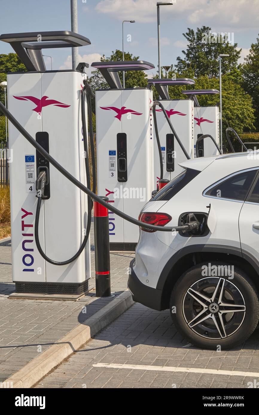 The future is here electric vehicles charging at an electric vehicle (EV) charging station