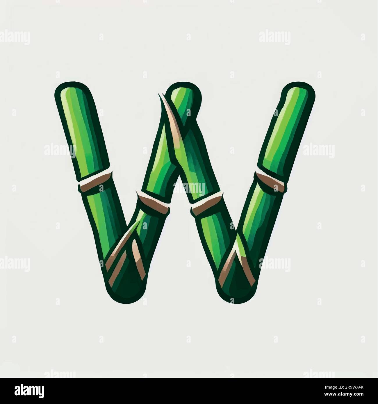 Letter w green bamboo logo hi-res stock photography and images - Alamy