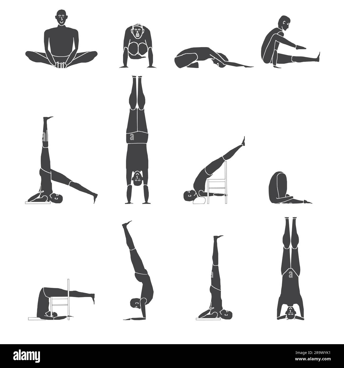 vector meditation silhouette yoga silhouettes pack Stock Vector Image ...