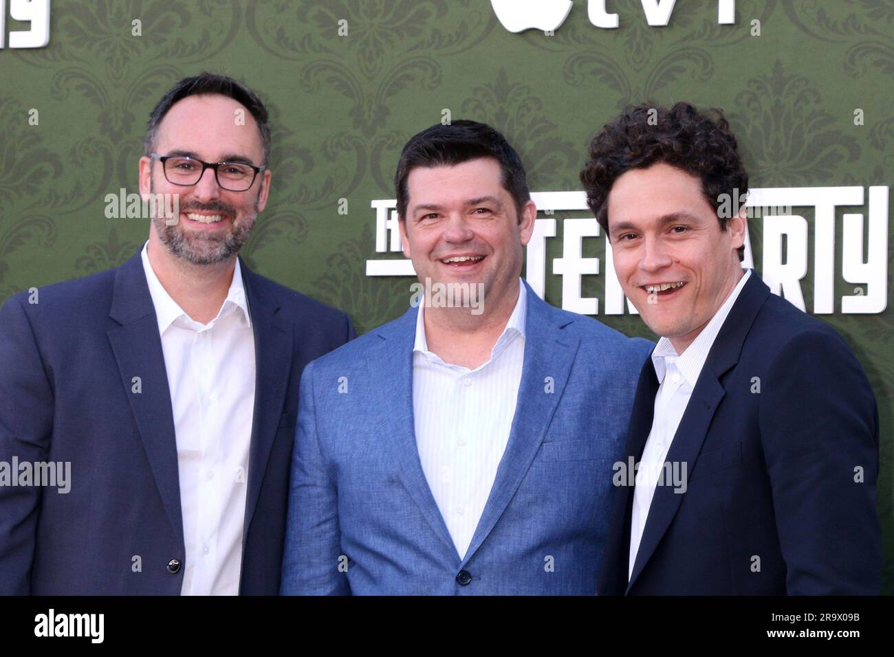 Los Angeles, CA. 28th June, 2023. Anthony King, Chris Miller, Phil Lord at arrivals for THE AFTERPARTY Season 2 Premiere, Bruin Theater, Los Angeles, CA June 28, 2023. Credit: Priscilla Grant/Everett Collection/Alamy Live News Stock Photo