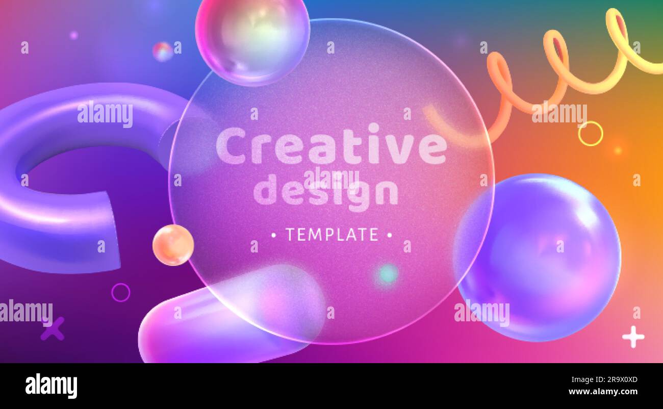 Transparent frosted acrylic circle in glass morphism effect style