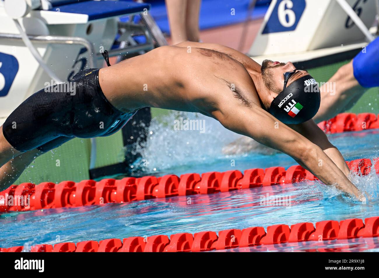 Thomas Ceccon of Italy competes in the 100m Backstroke Men Heats during the 59th Settecolli