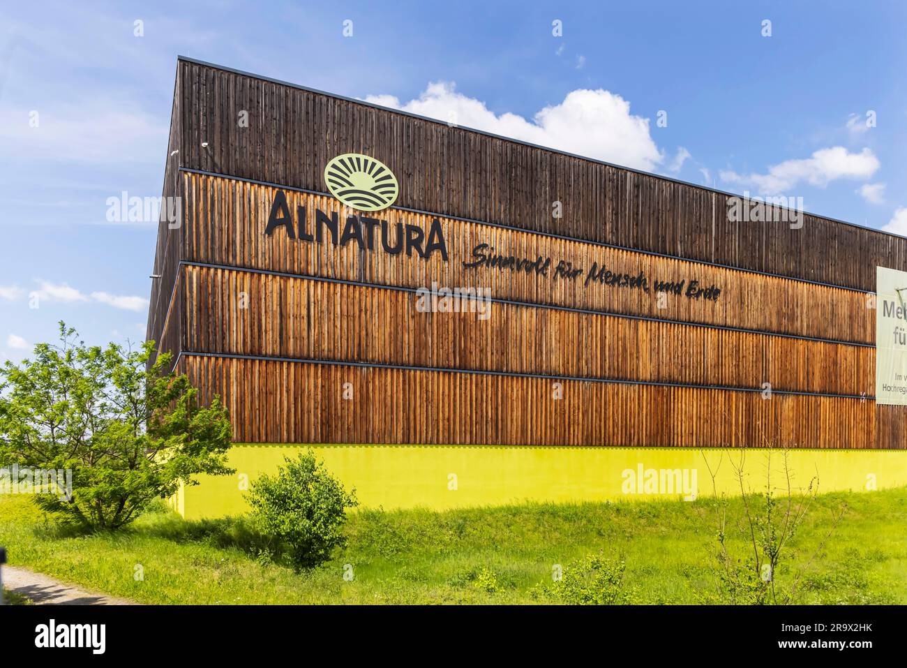 Alnatura distribution centre, logistics centre, the world's largest high-bay warehouse made of wood, architecture in timber construction, Lorsch Stock Photo