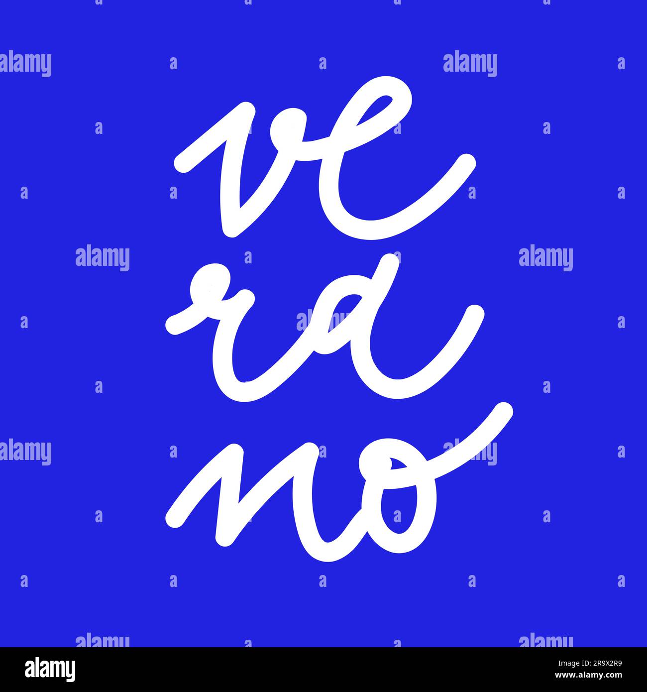 Summer vibrant blue background. Summer lettering in Spanish: Verano ...
