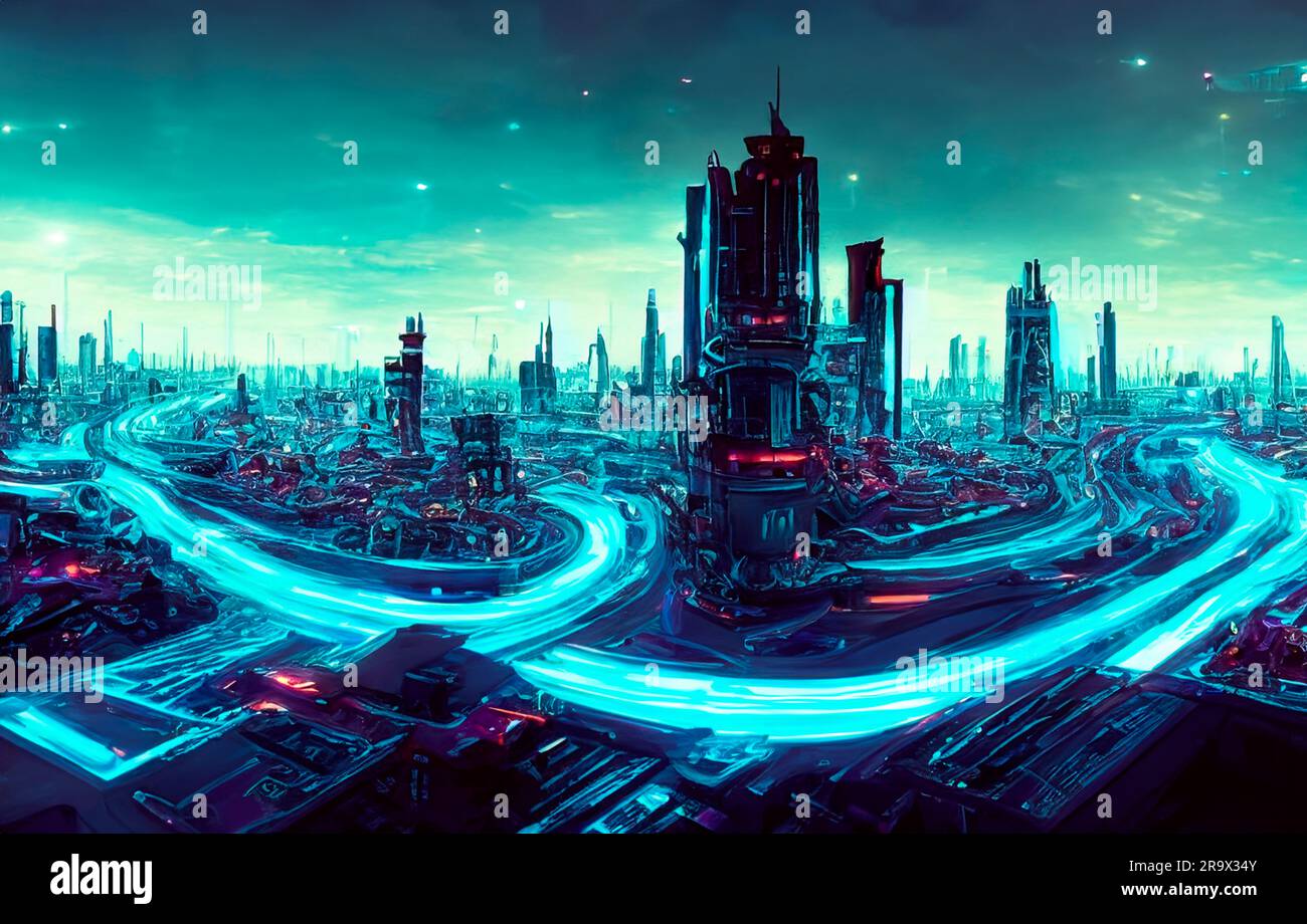 View of city of the future Stock Photo - Alamy