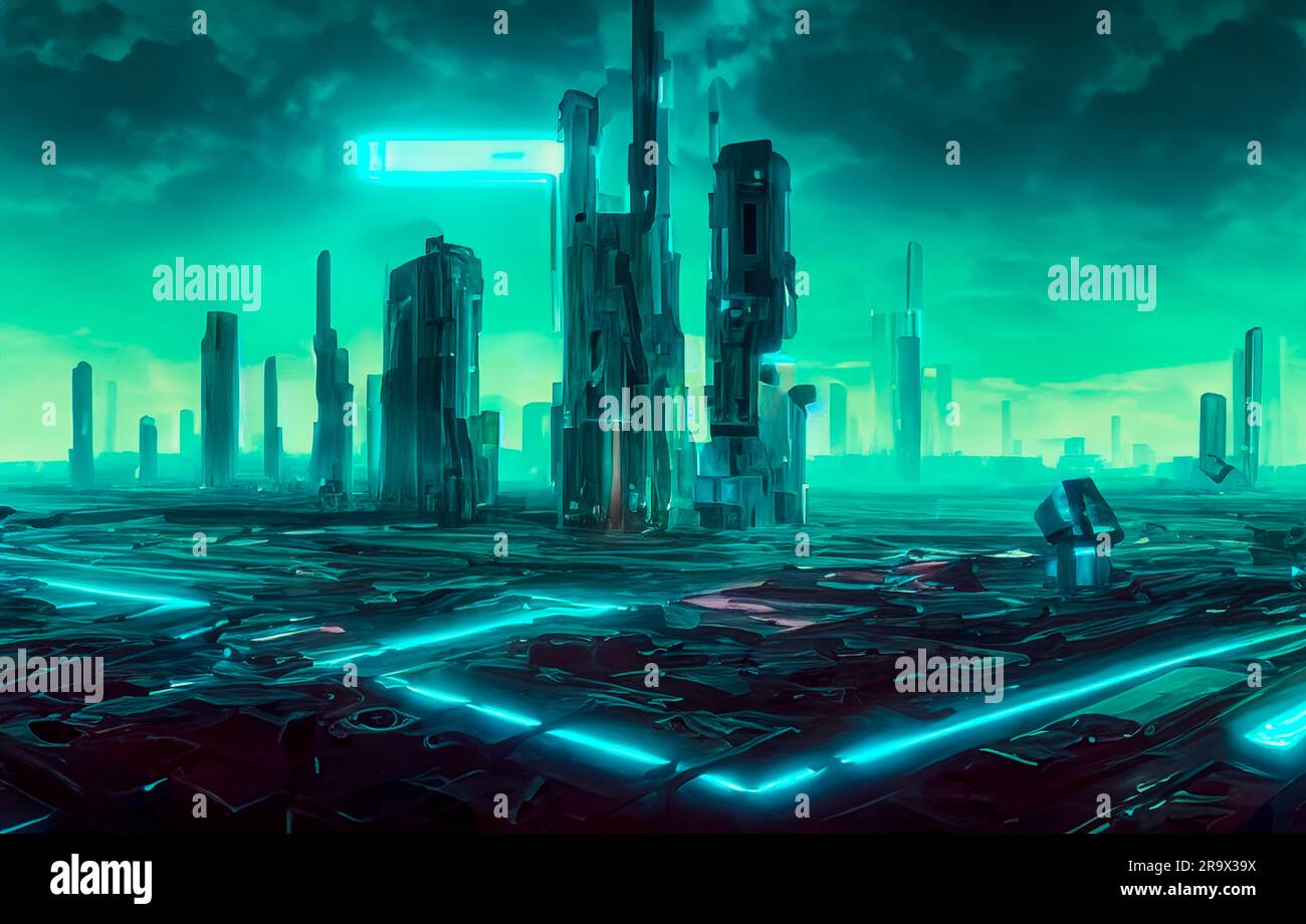 View of city of the future Stock Photo - Alamy