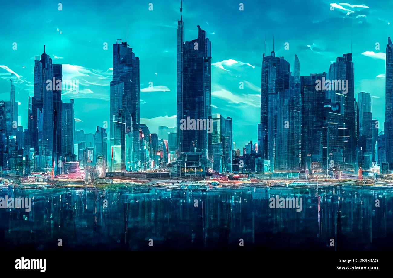 View of city of the future Stock Photo - Alamy