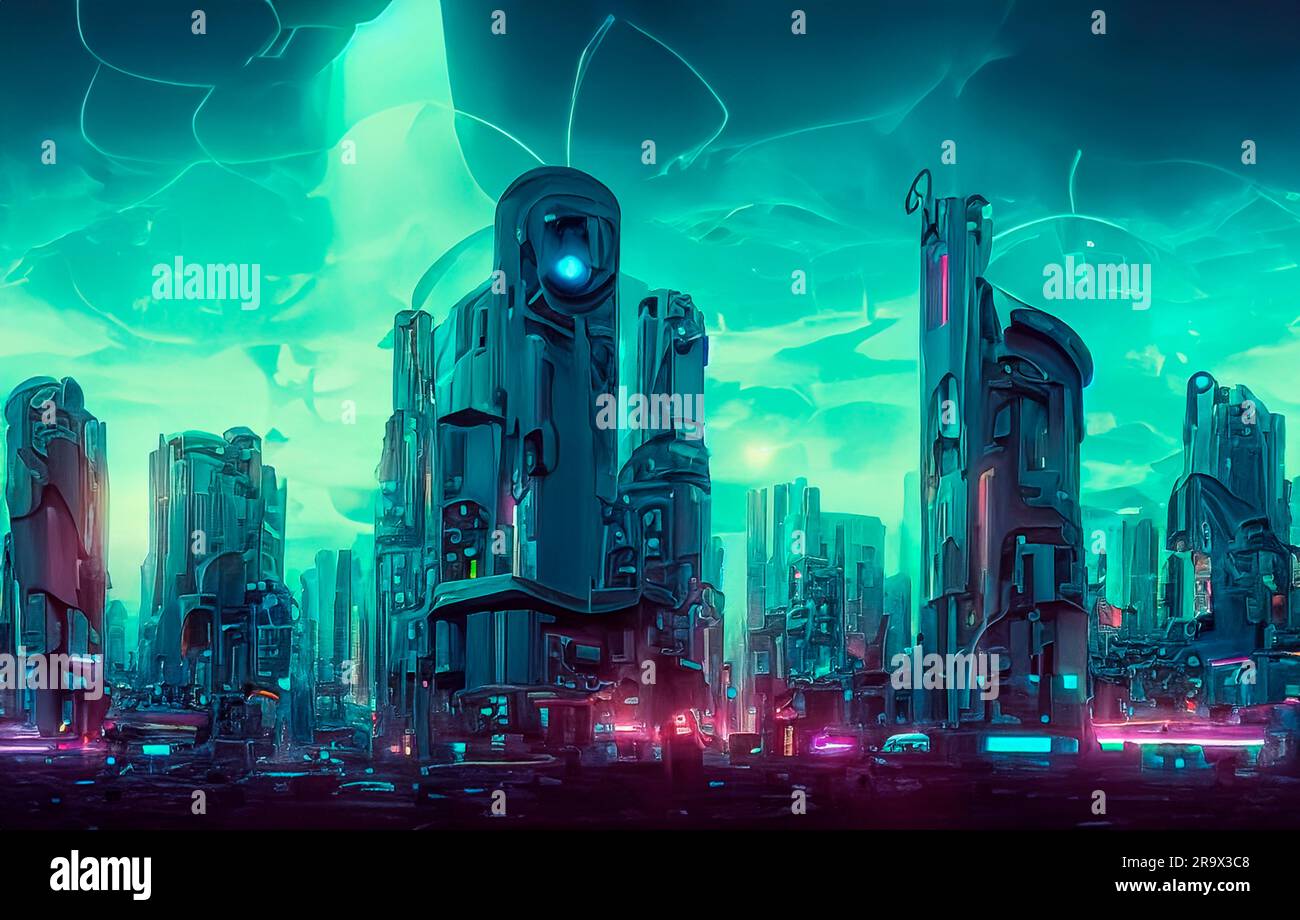 View of city of the future Stock Photo - Alamy