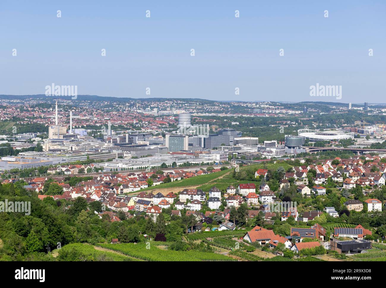 View of Daimler plant Untertuerkheim, in the foreground Untertuerkheim