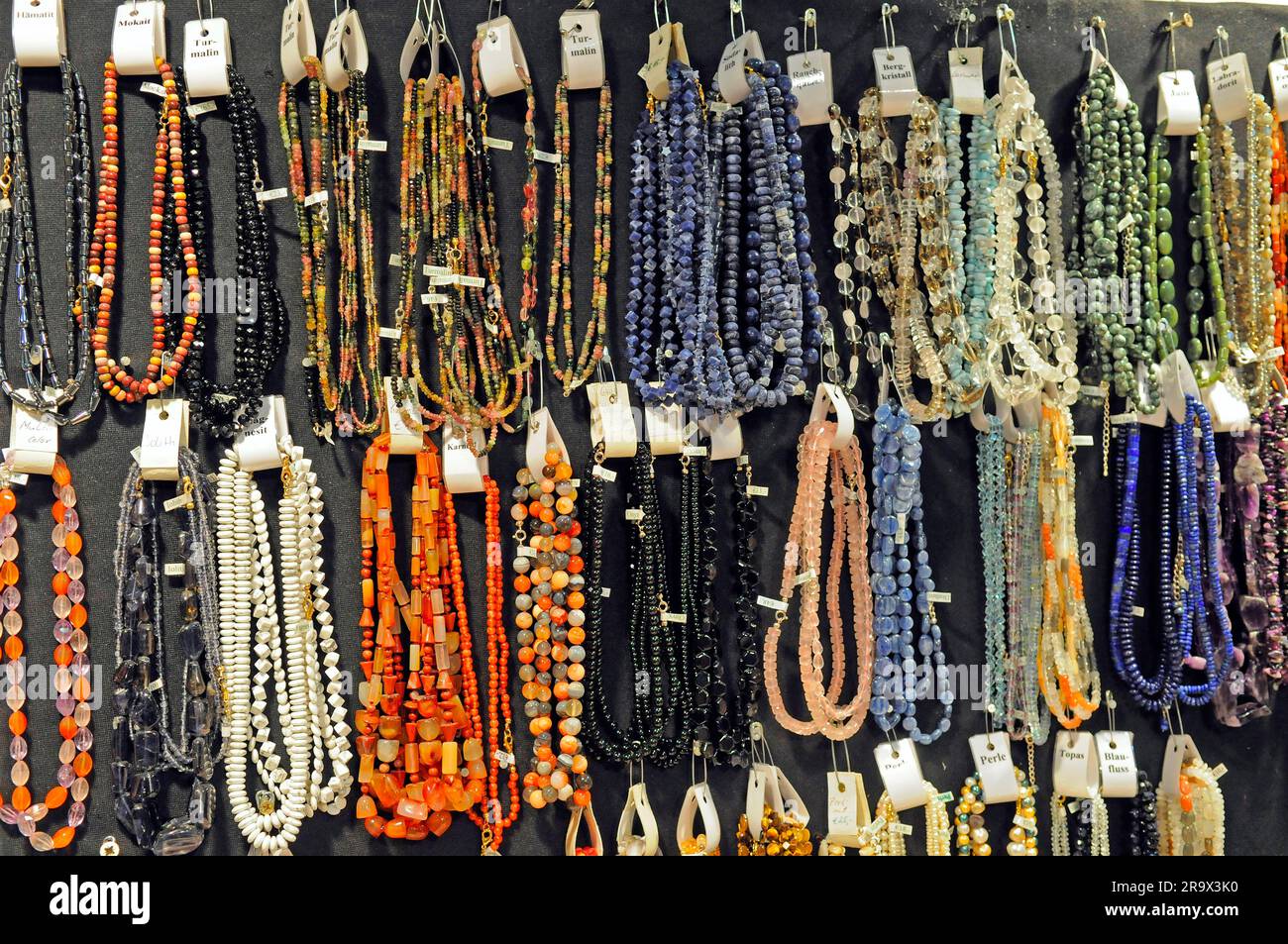 Semi-precious stone necklaces, gemstones, stones, necklace, necklaces Stock Photo