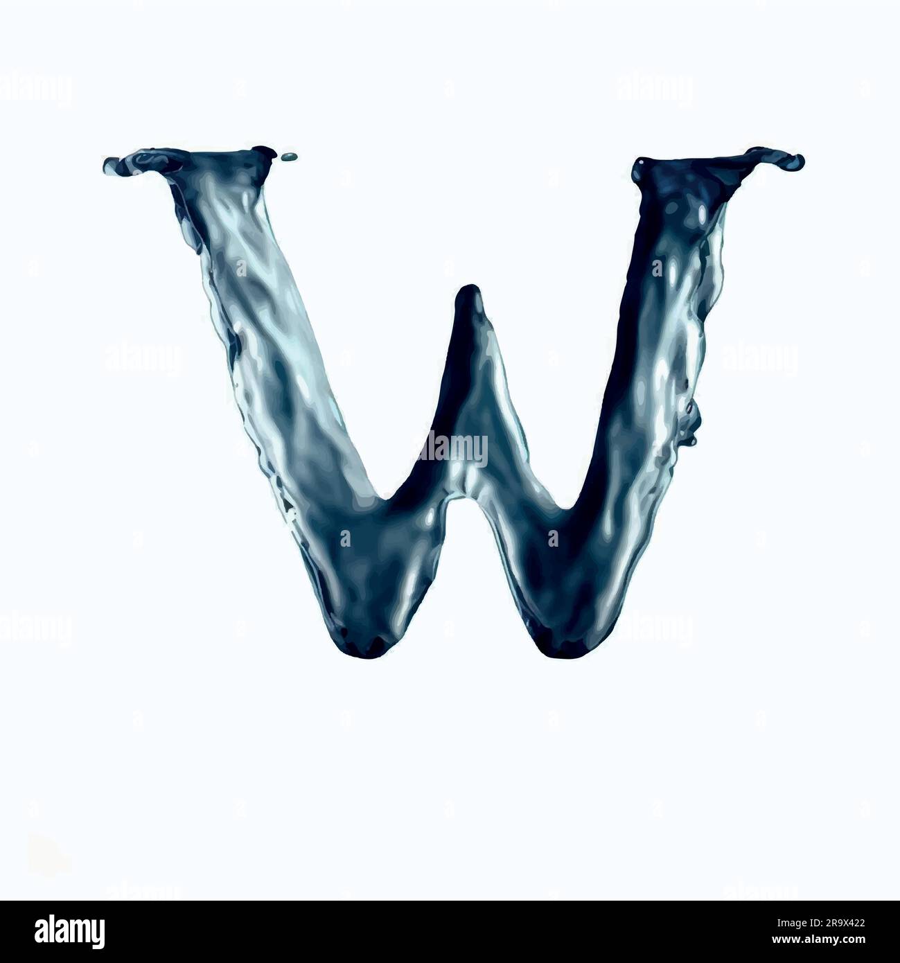 capital letter W in water with blank image background Stock Vector
